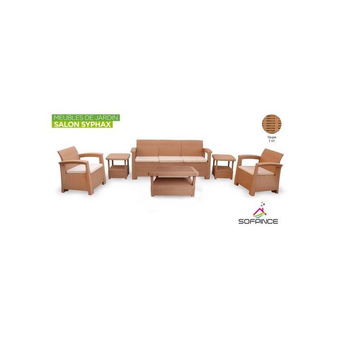 Syphax 5Places Light Taupe Effet Rotin - Salon de jardin